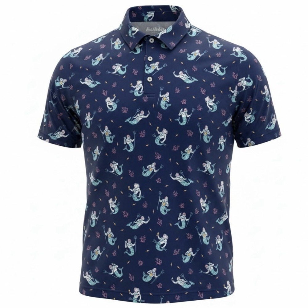 Chubbies Men's Triton Of The Sea Performance Polo Shirt Size L